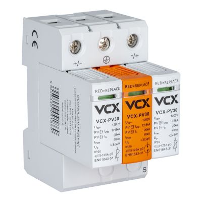 Ogranicznik przepięć fotowoltaiczny DC PV30 klasy T1T2 (B+C) 3P 1200V 12,5kA