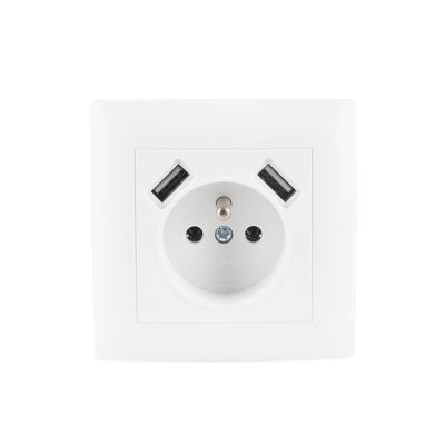 Gniazdo pojedyncze z uziemieniem + 2x USB LC-13A