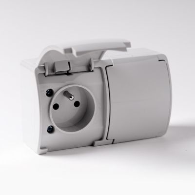 VG-2 Koala Gniazdo podwójne z uziemieniem (2x2P+Z) n/t IP44 popiel z klapką popiel