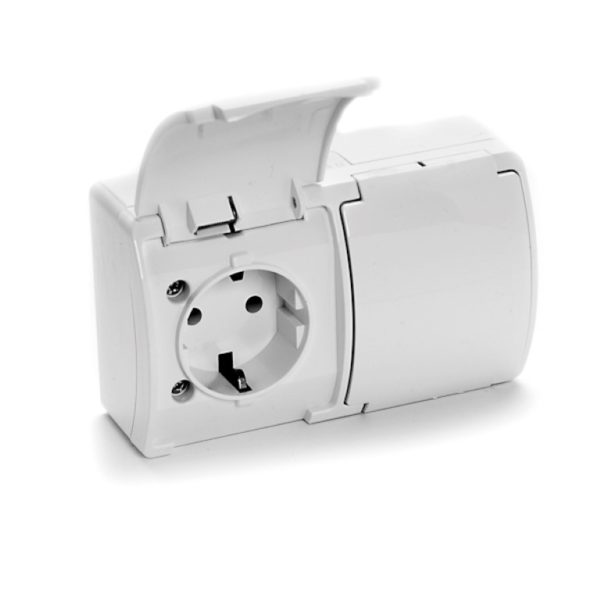 VG-2 Koala Gniazdo podwójne 2x2P+Z SCHUKO n/t IP44 białe z klapką białą