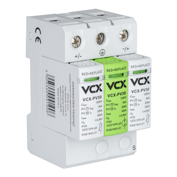 Ogranicznik przepięć fotowoltaiczny DC klasy T1T2 3P 1200V 5kA PV30