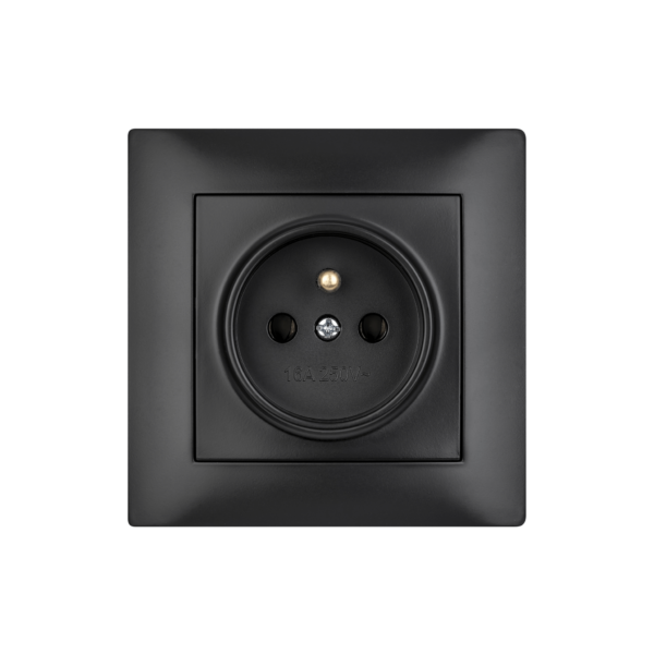 Gniazdo pojedyncze z uziemieniem czarne LC-13C